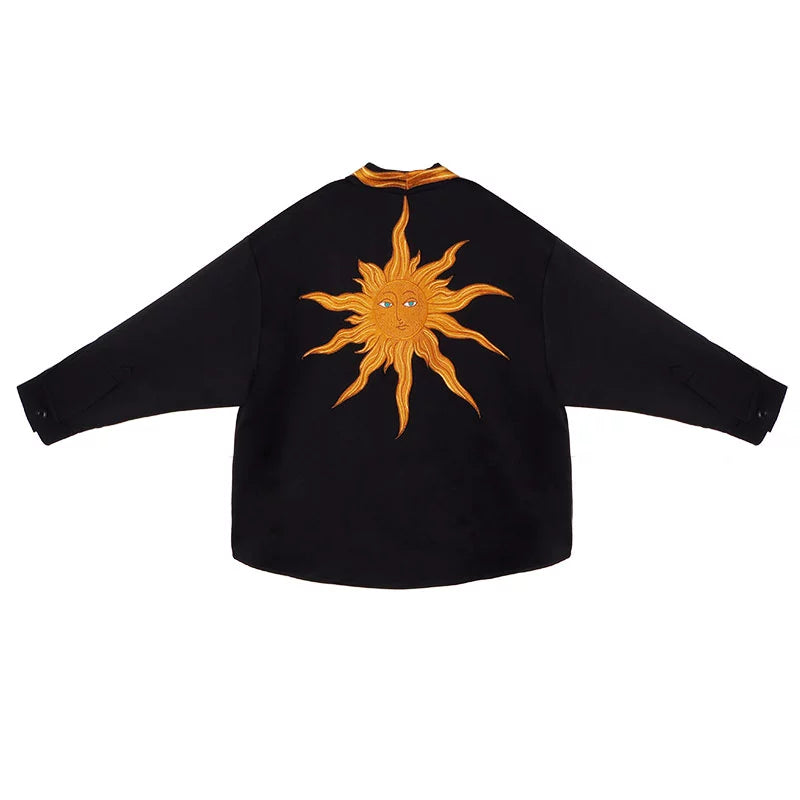 Hong Kong Style Golden Sun Embroidery Shirt