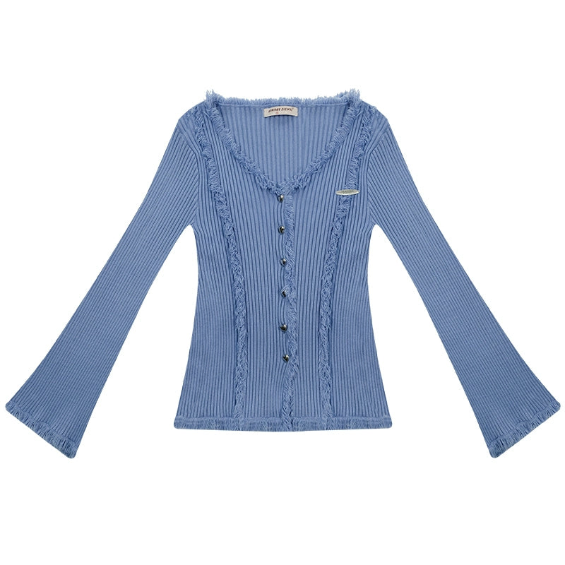 미국 레트로 디자인 슬림 카디건 탑