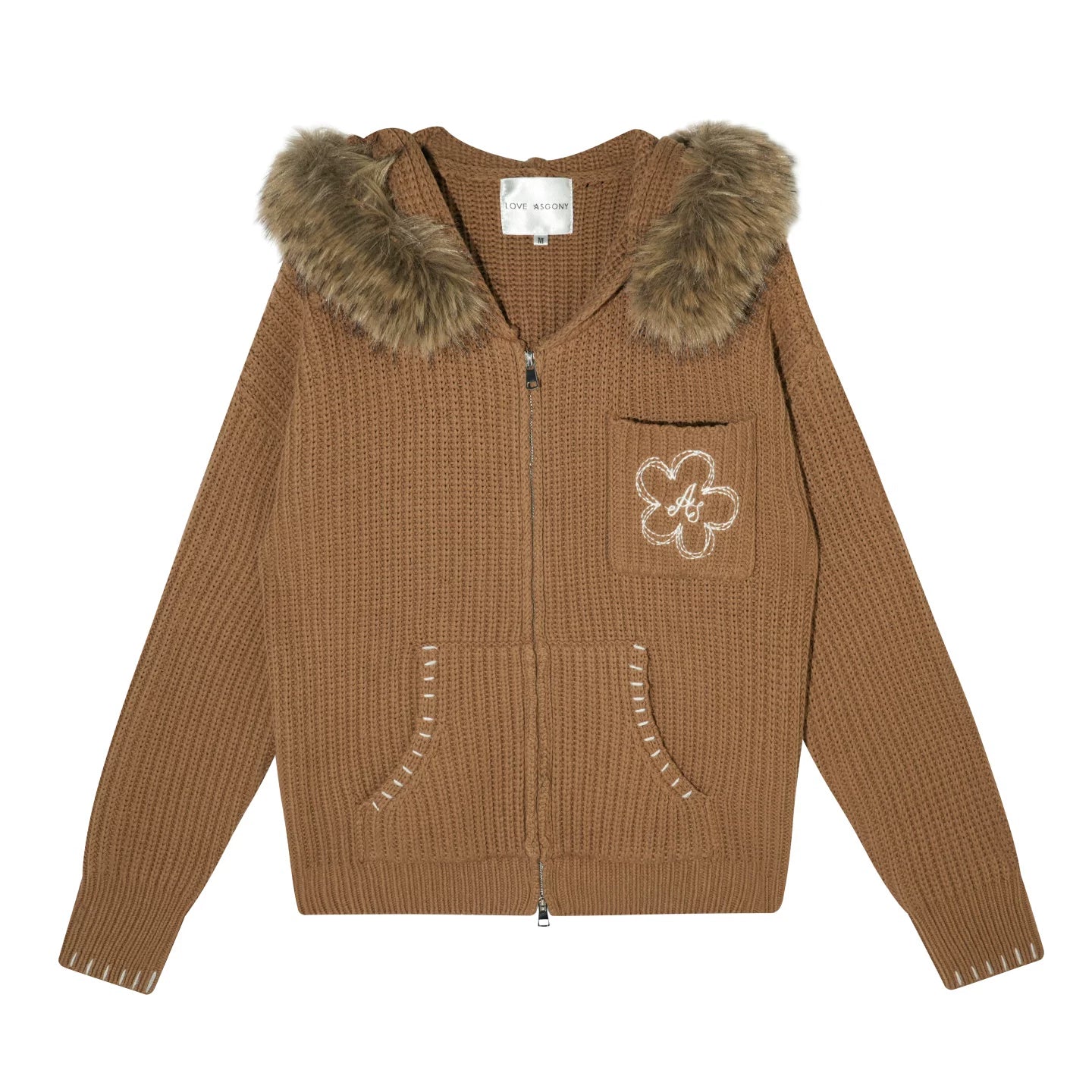 Detachable Fur Hooded Cardigan