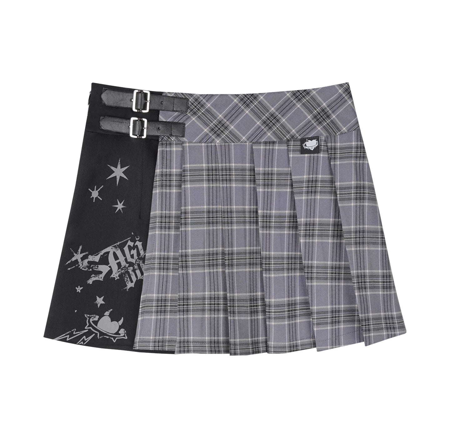 Plaid Graffiti Pleated Skirt Matching Set