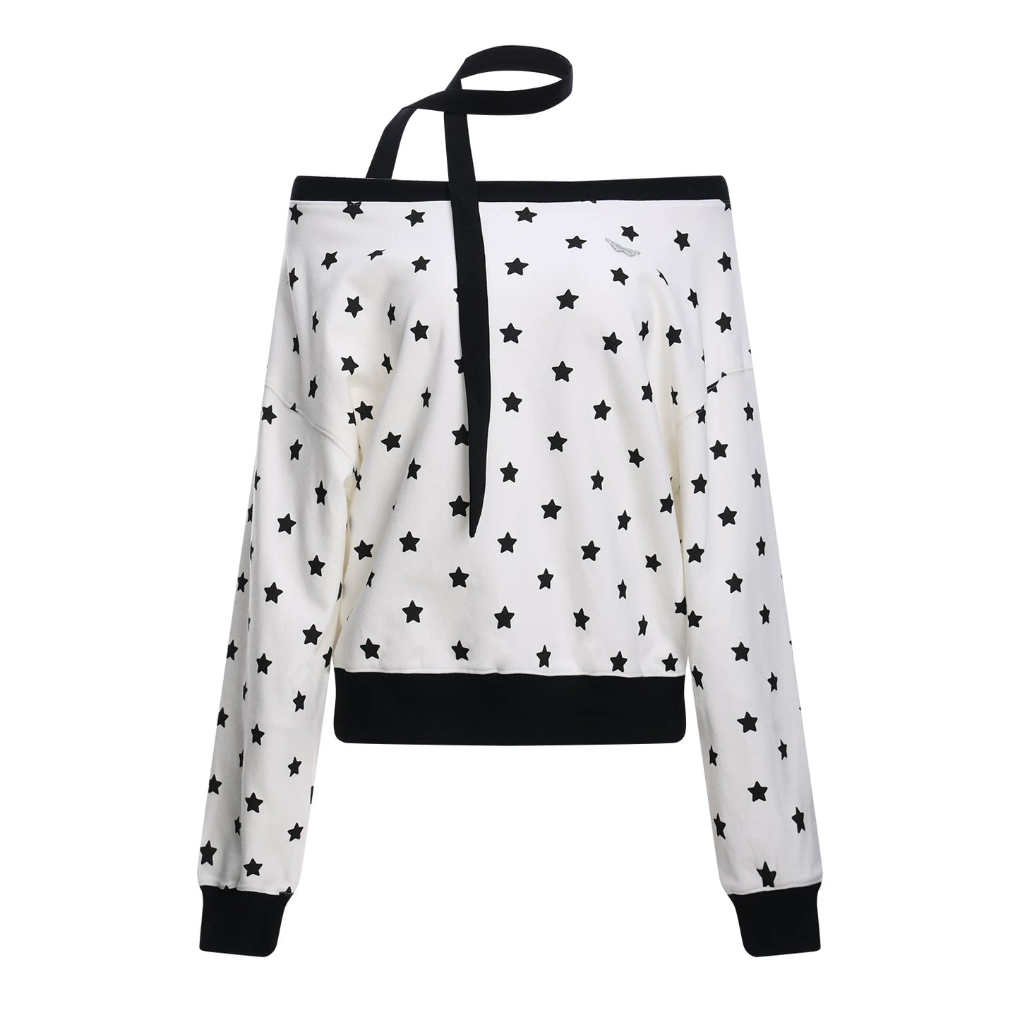 Star Print One-Shoulder Sweatshirt