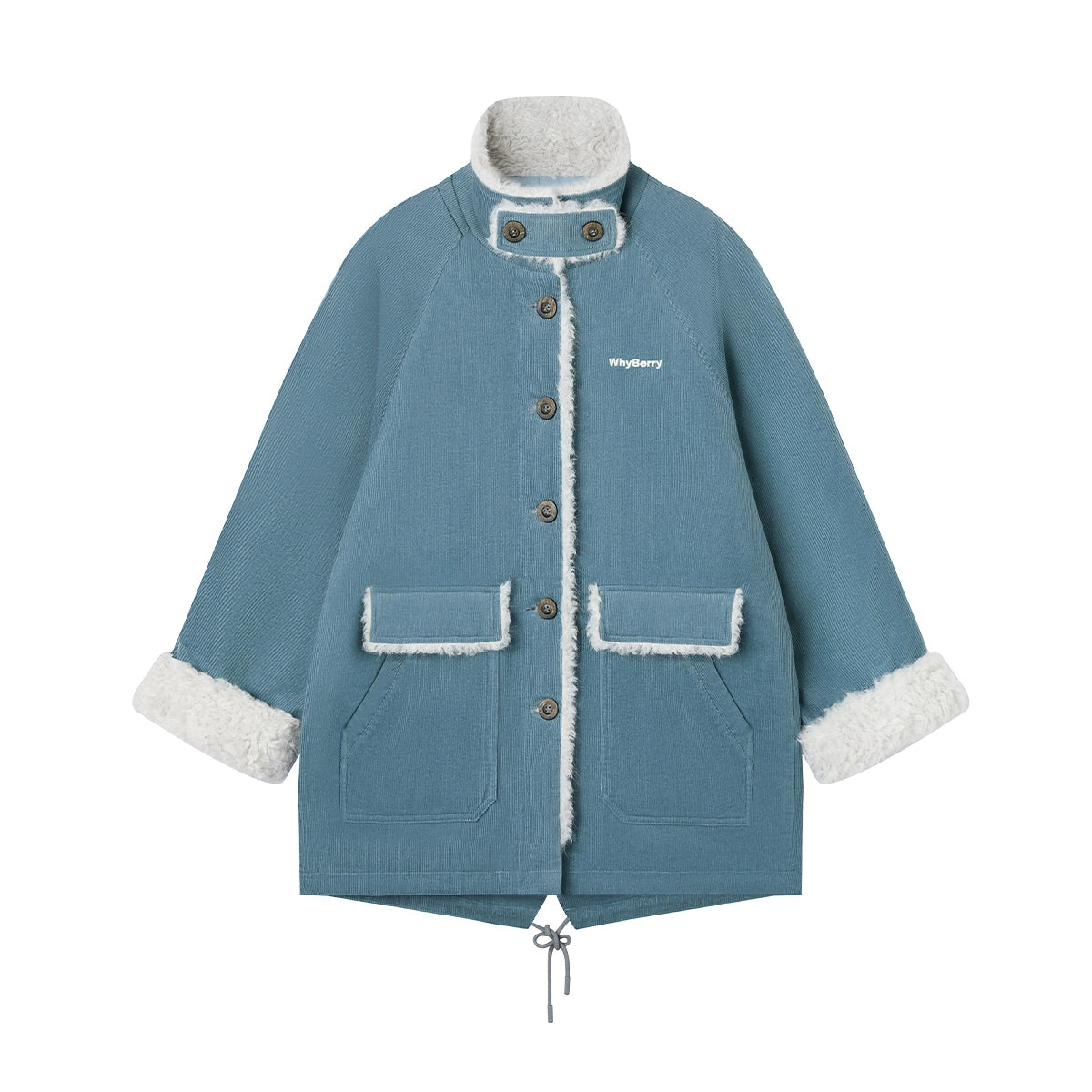 Corduroy Patchwork Fur Collar Jacket