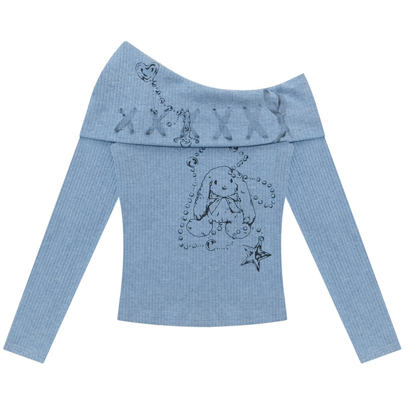 American Rabbit Print Knitted Top