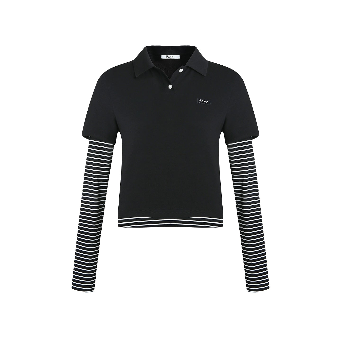 Retro Striped Polo Long-Sleeved Top