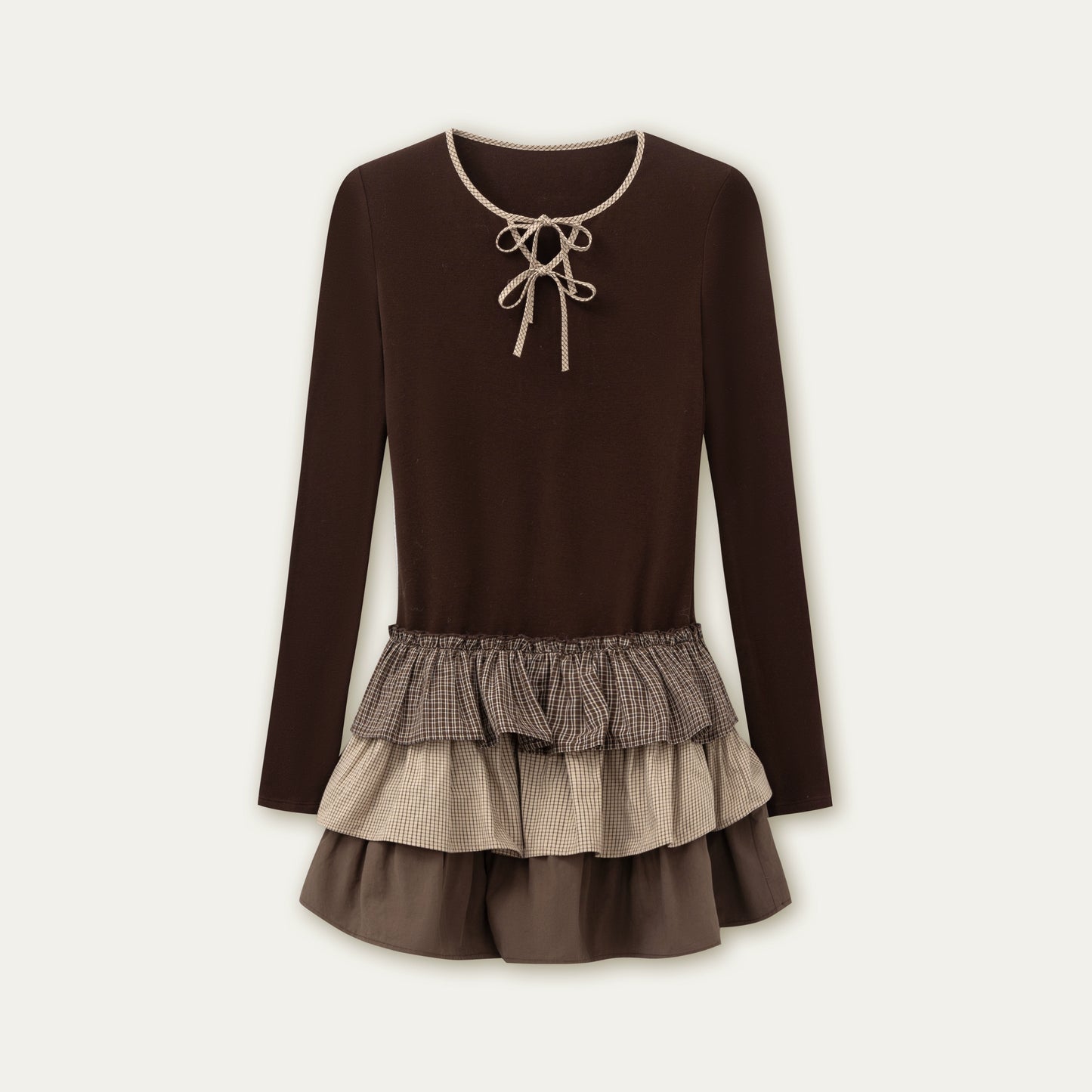 Retro Plaid Knit Tutu Skirt Dress