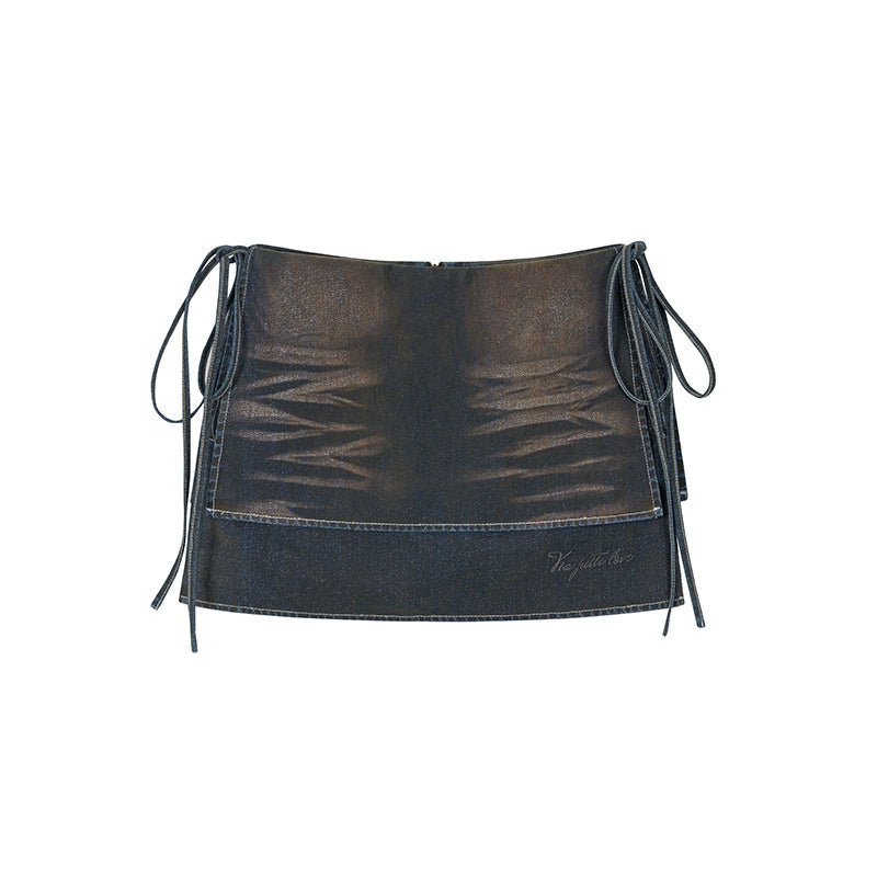 Classic Two-Piece Denim Straight Skirt