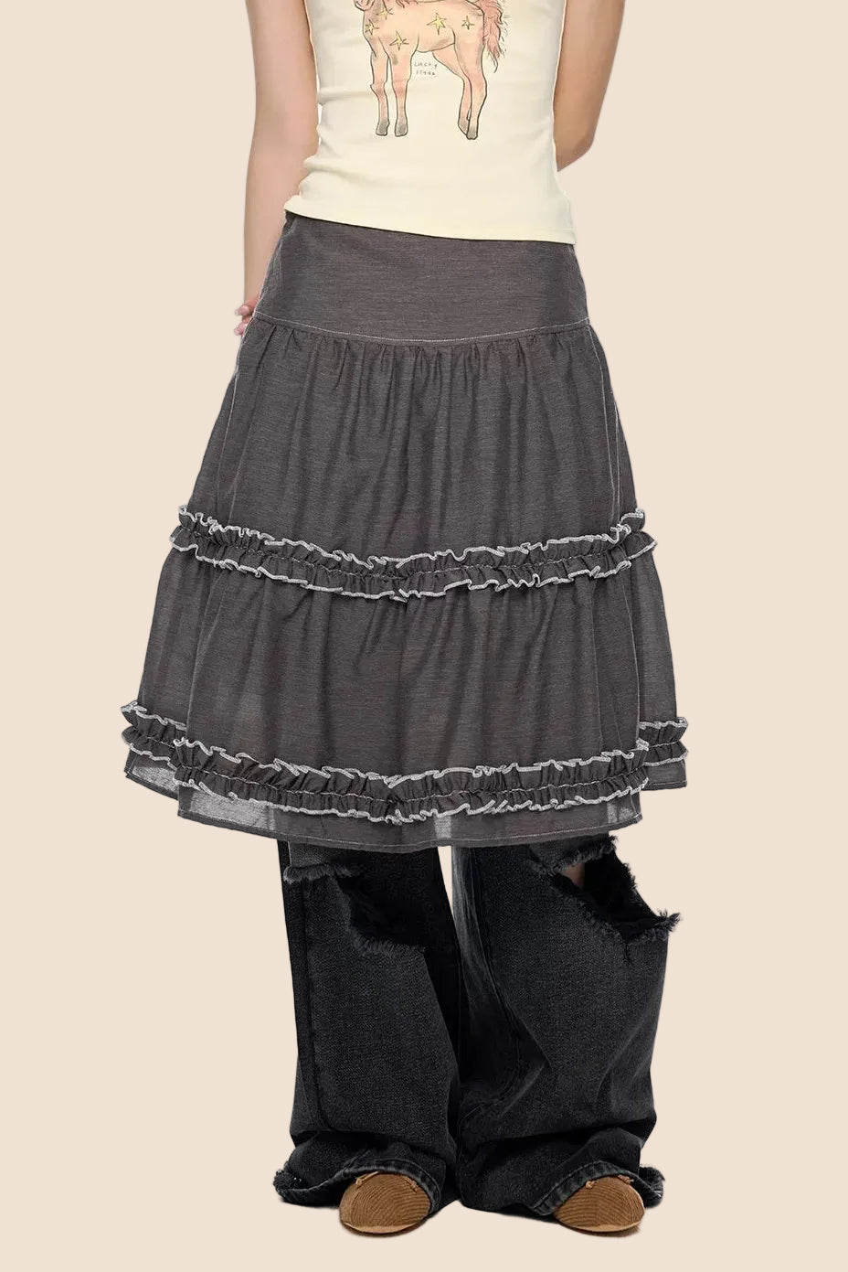 Plaid Retro Short Blouse Set-Up
