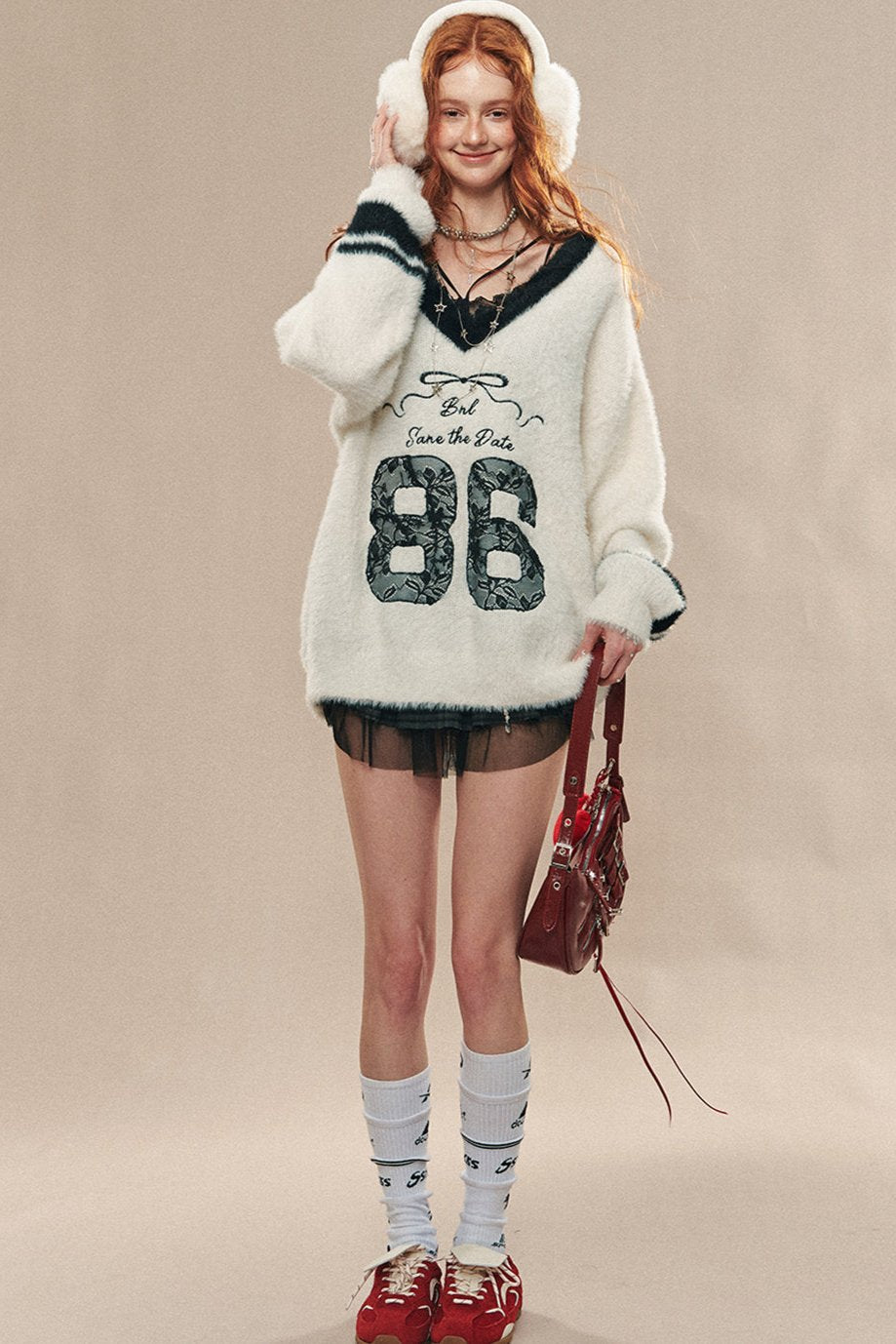 얇은 체크 무늬 메시 튜튜 스커트