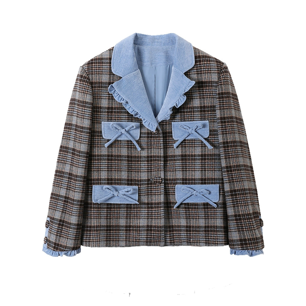 Preppy Checked Panelled Blazer Set-Up