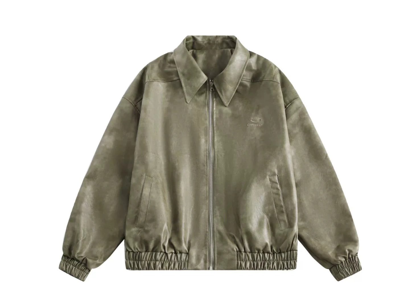 American Retro Shirt Collar Leather Coat