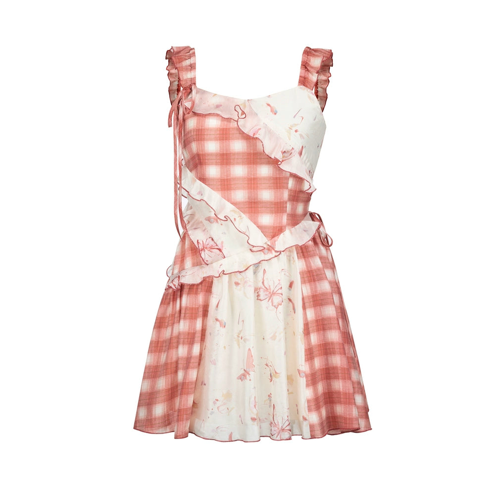 불규칙한 패치워크 슬립 드레스