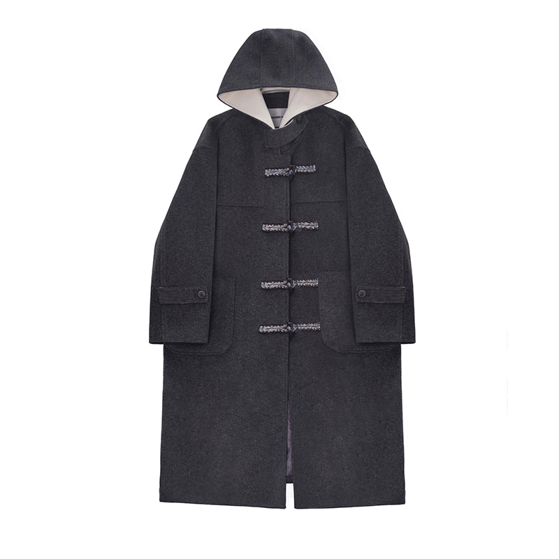 college style hooded woolen coat