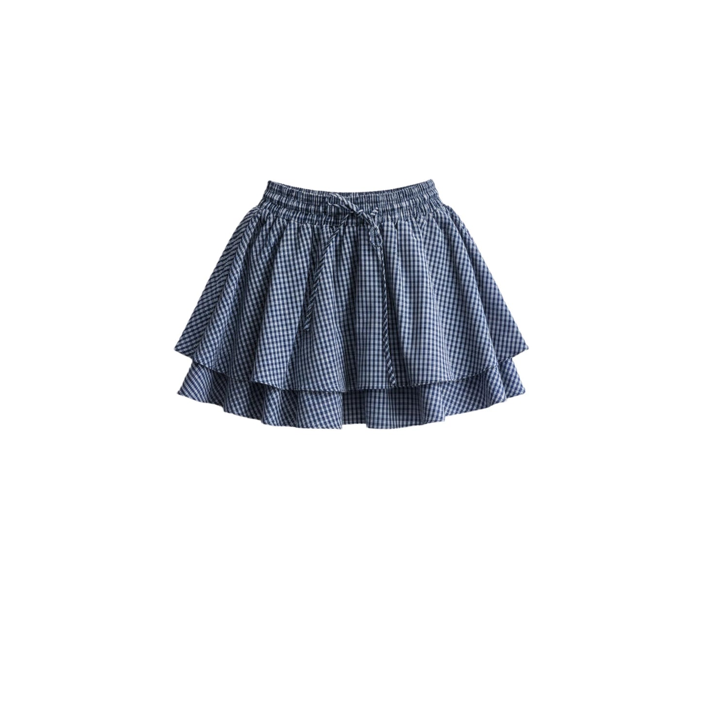 Blue Plaid Ruffled Skirt