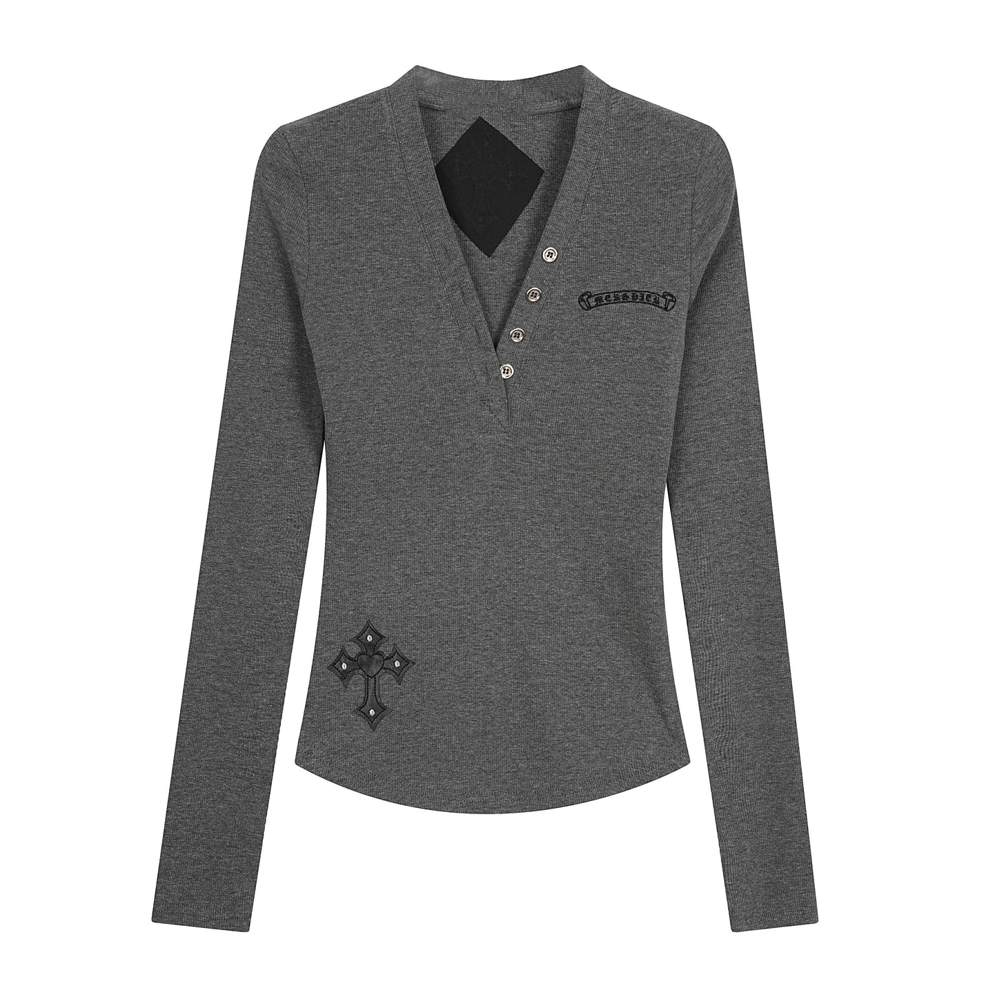 Retro V-Neck Letter Top