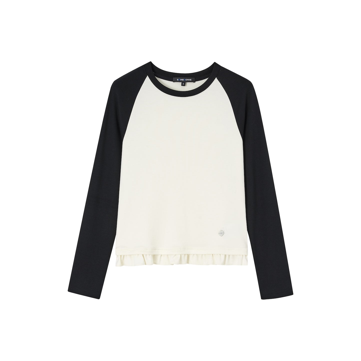 Ruffled Plunge Colorblock Tee