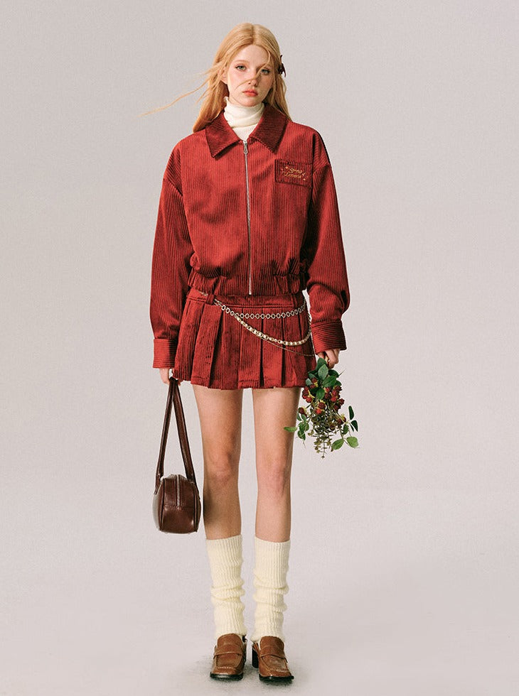 재킷과 스커트 2 피스 레드 크리스마스 세트