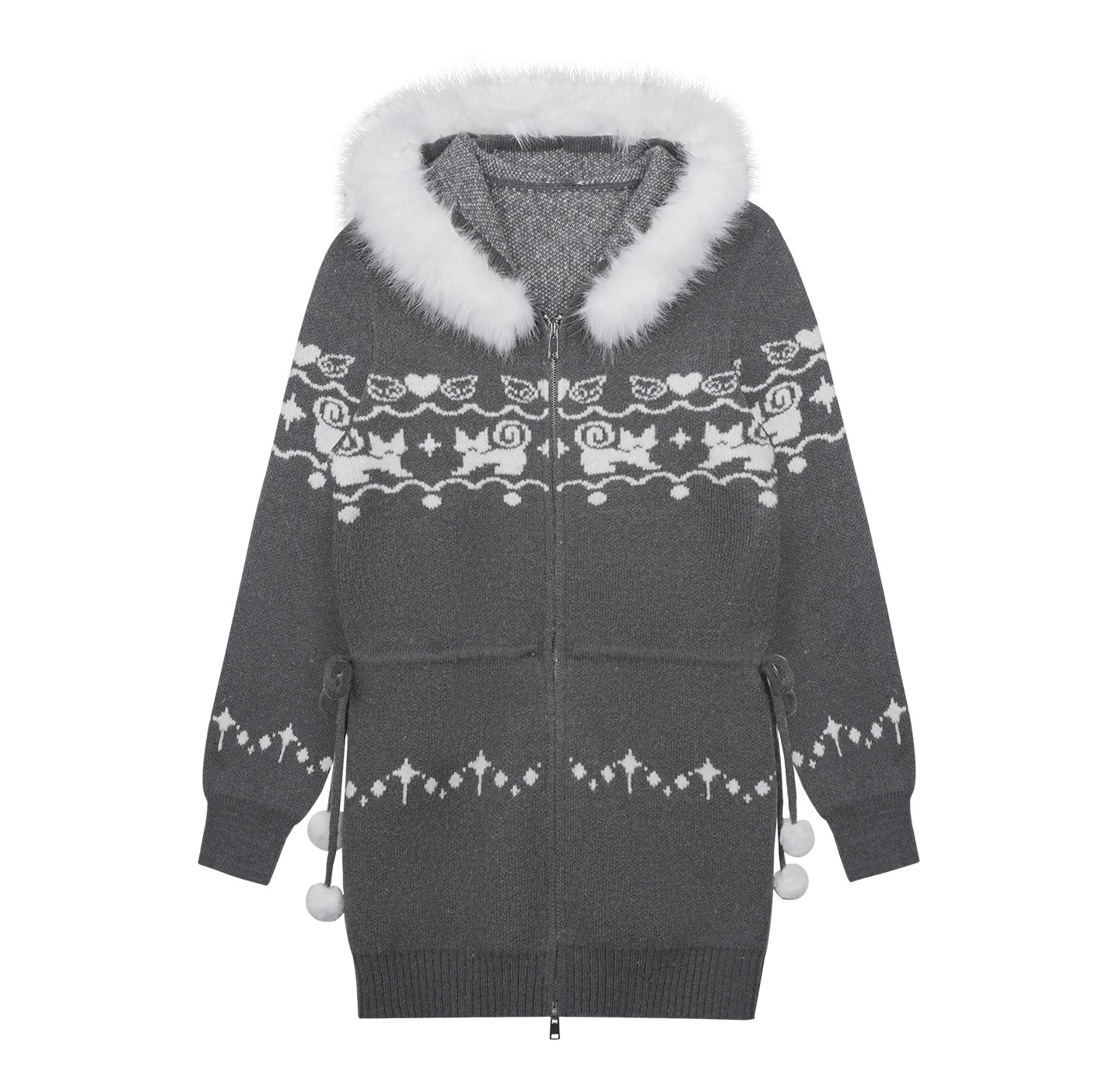 Fair Isle Cat Knit Coat