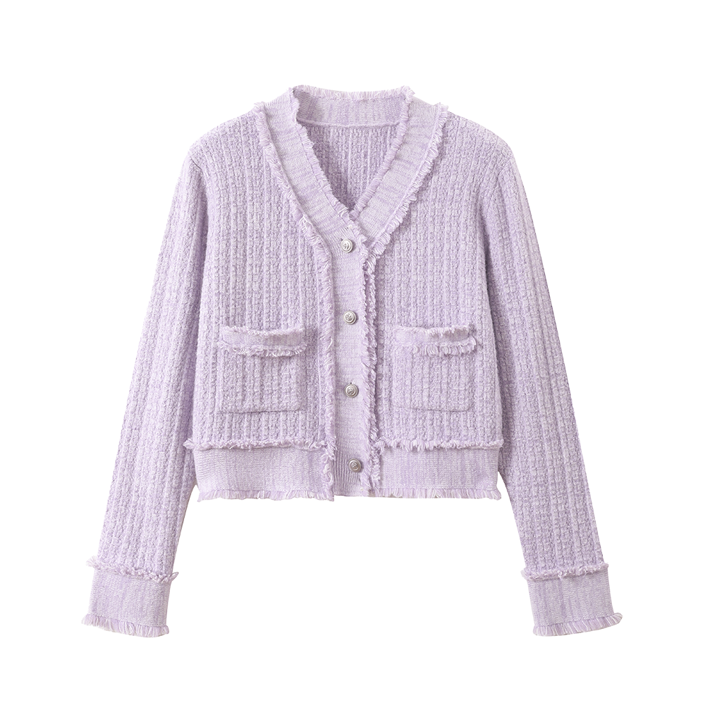 Purple Velvet Bunny Knitted Cardigan