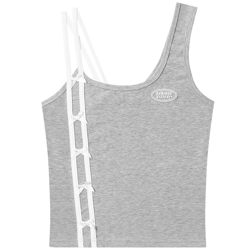 그래피티 프린트 V넥 드로스트링 티셔츠