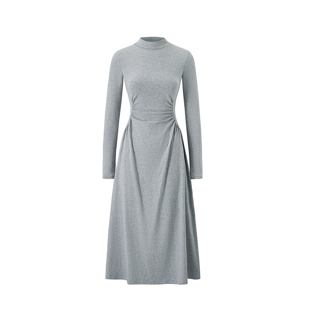 Shirred Slim Warm Long Dress