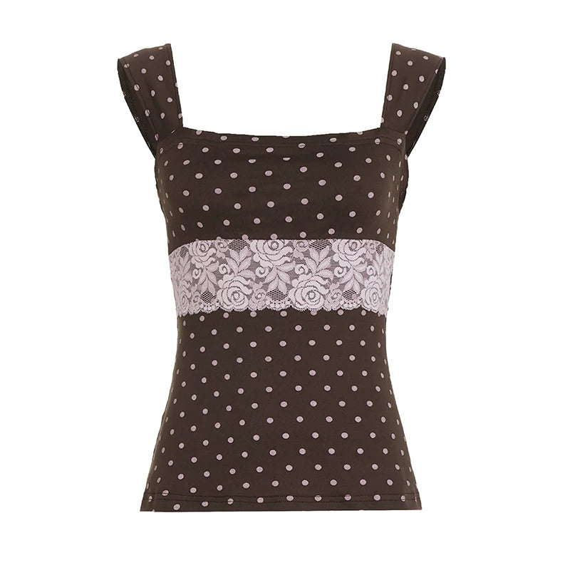 Retro Lace Polka Dot Vest
