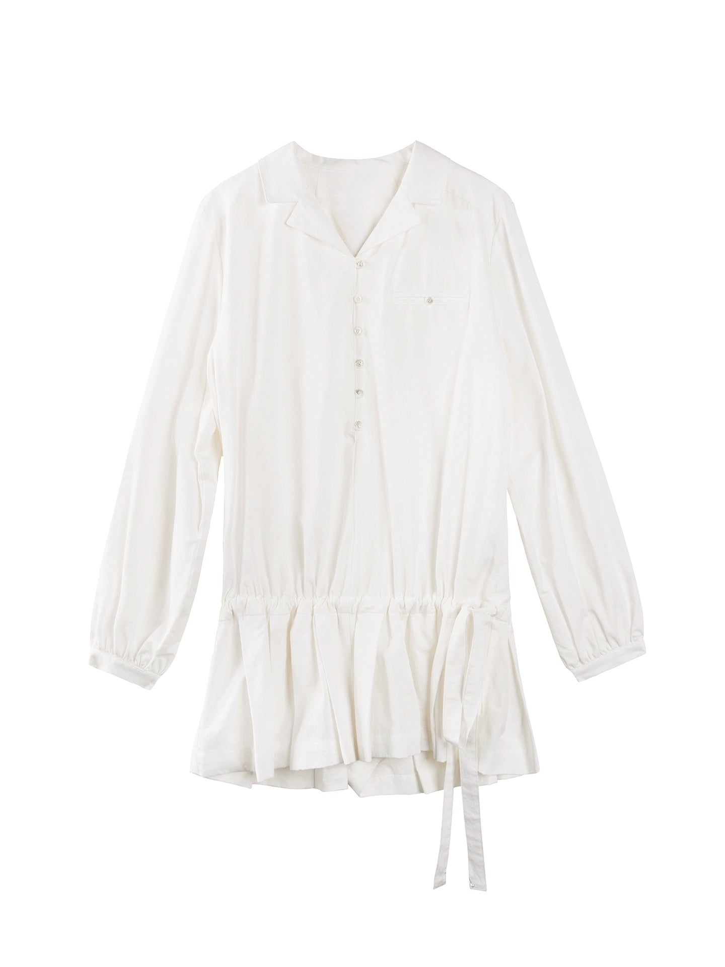 Pleated Drawstring Shirt Dress