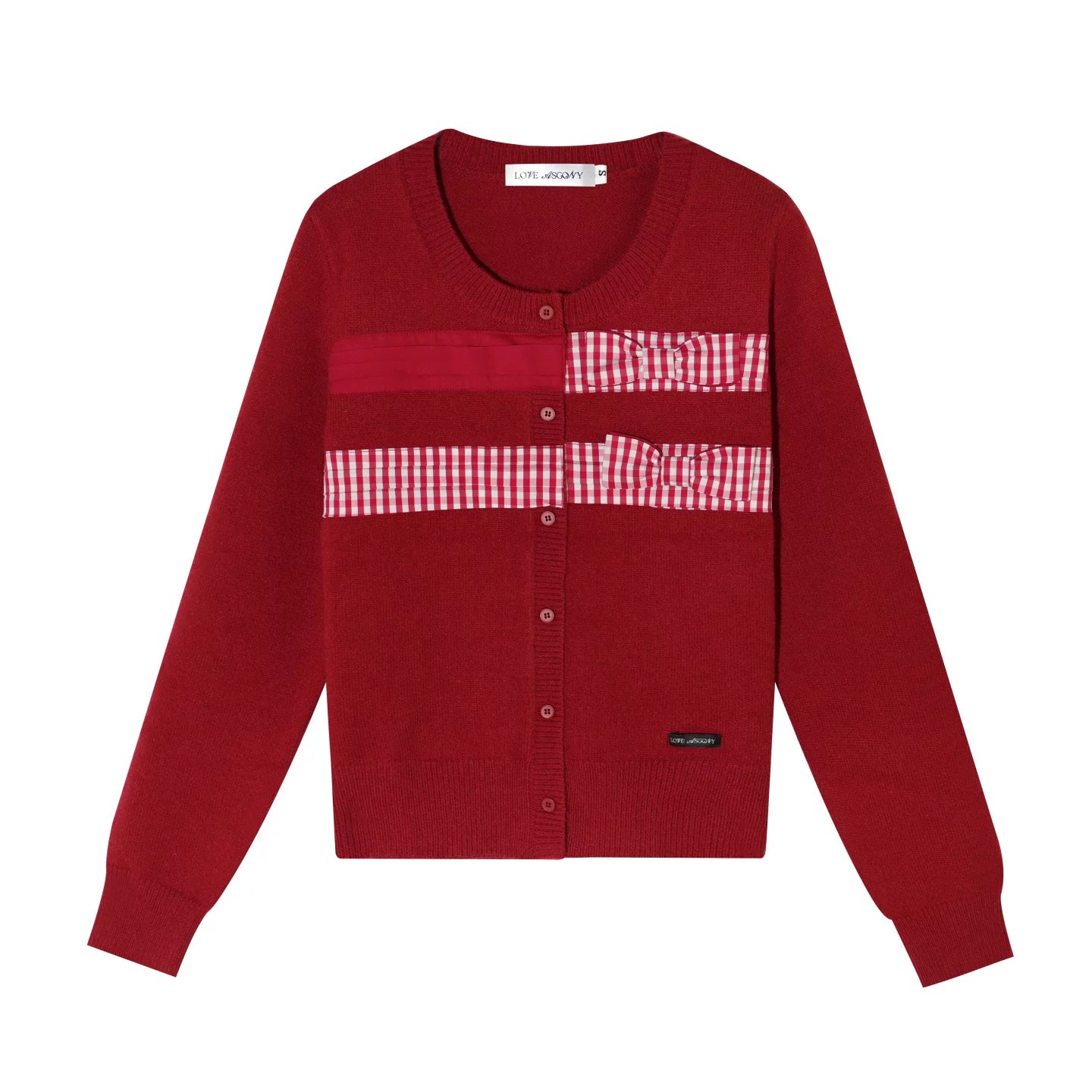 Plaid Patchwork Bow Cardigan