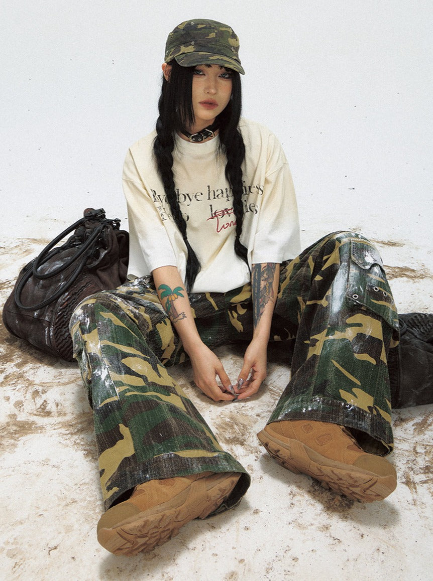 Gradient Stained Letter T-Shirt