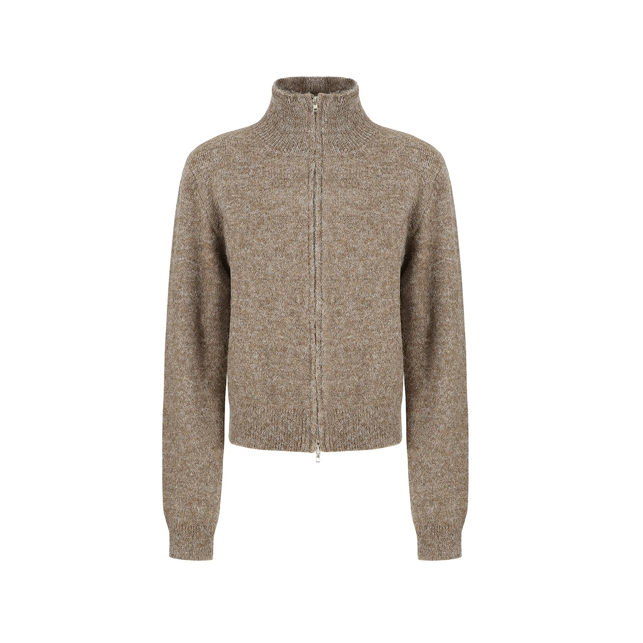 Variegated Zipper Wool Knit Cardigan