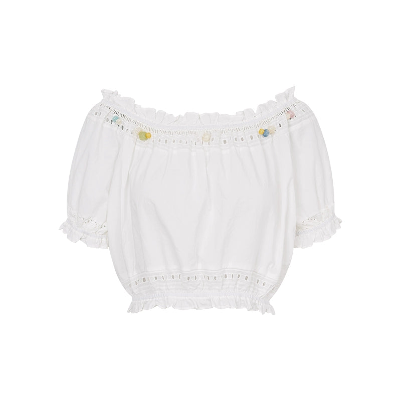 Beaded Boho Cotton Blouse