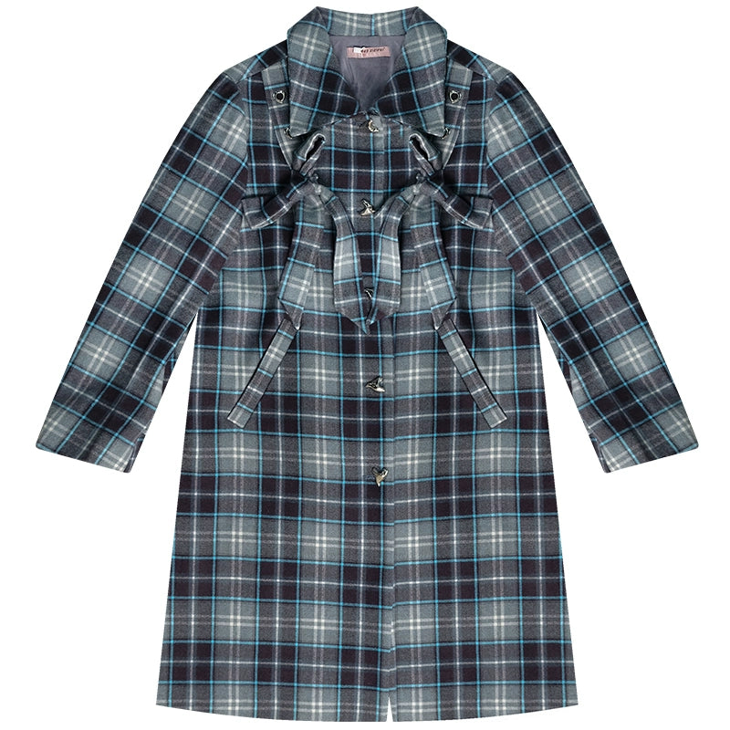 Luxury Tartan Mid-Length Coat