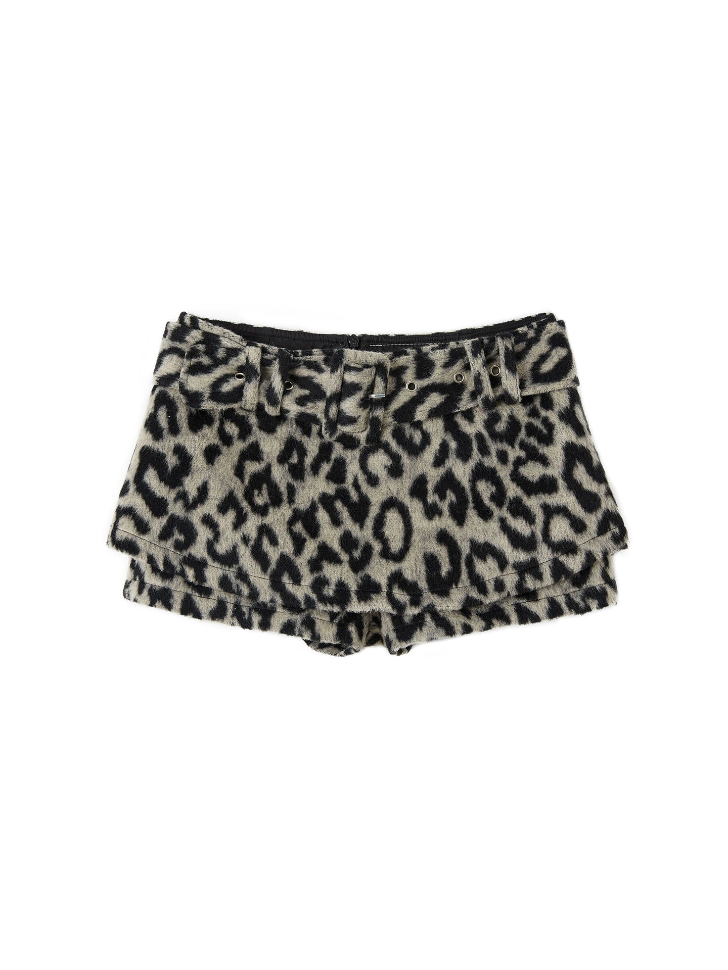 Leopard Print Wool Skirt Pants