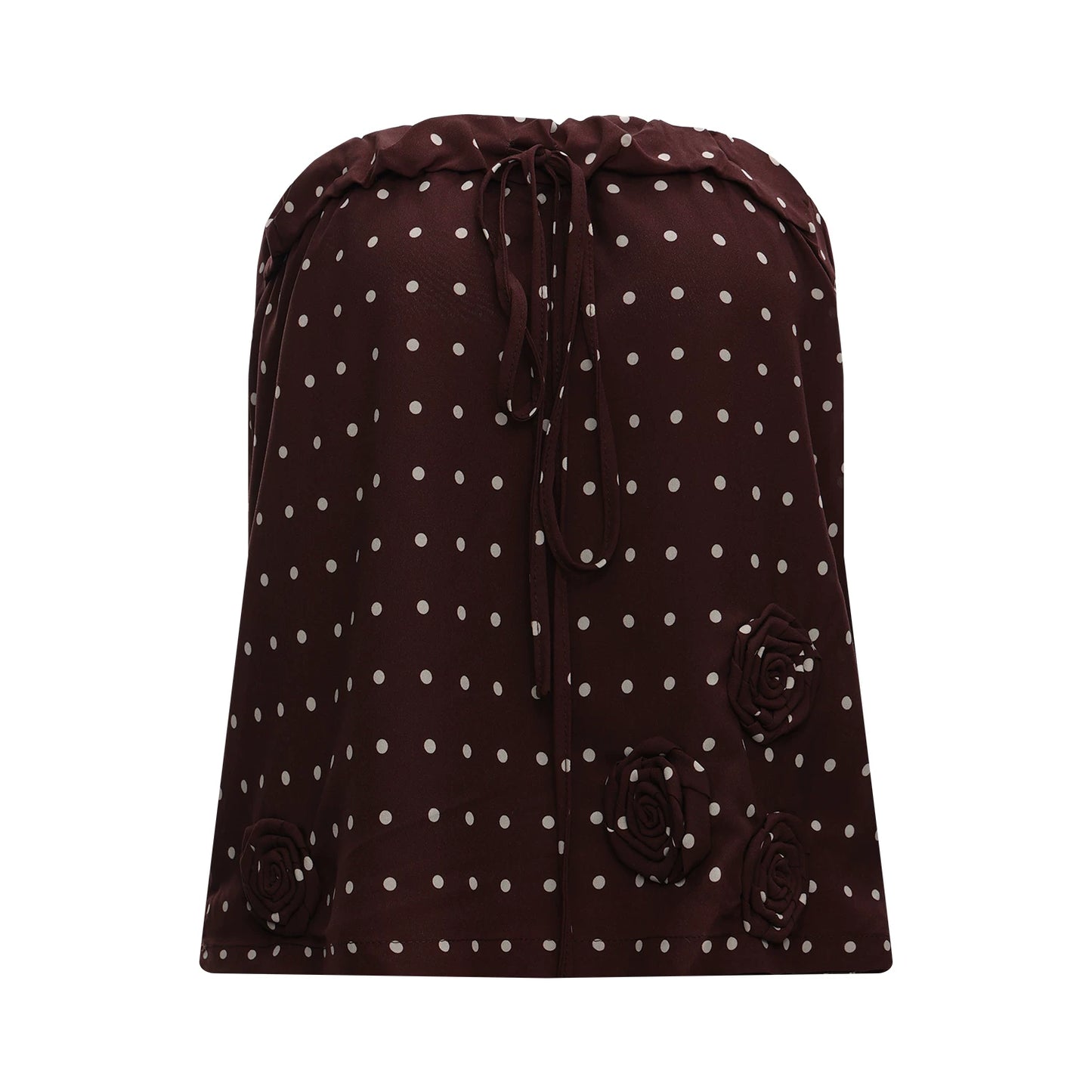 땡땡이 플로럴 튜브 탑