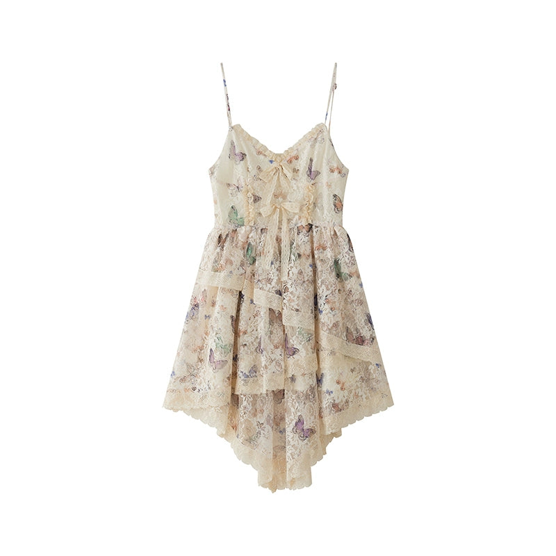 Butterfly Lace Halter Dress