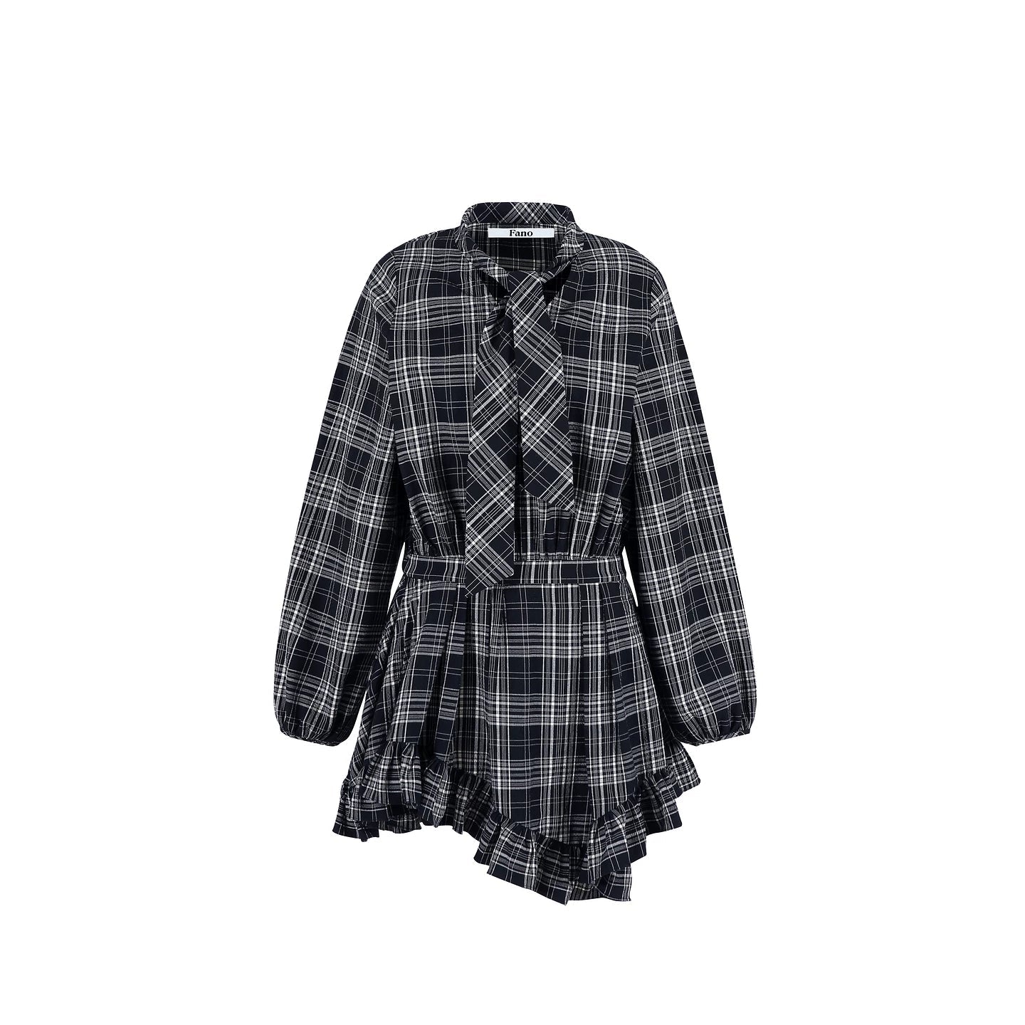 Retro Plaid Ruffle Dress