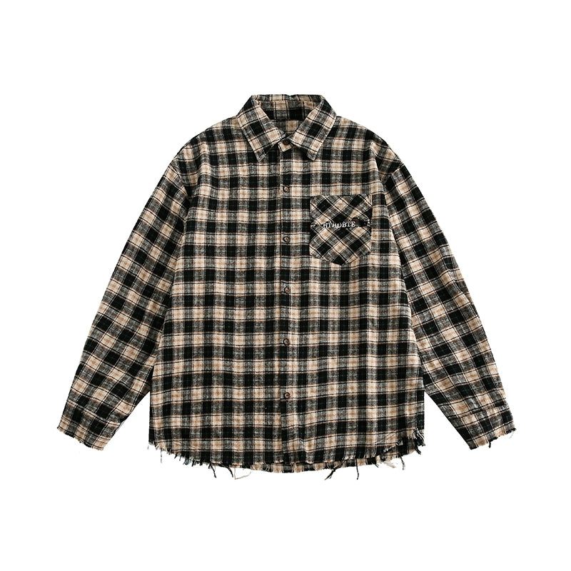 American retro merald plaid checked shirt