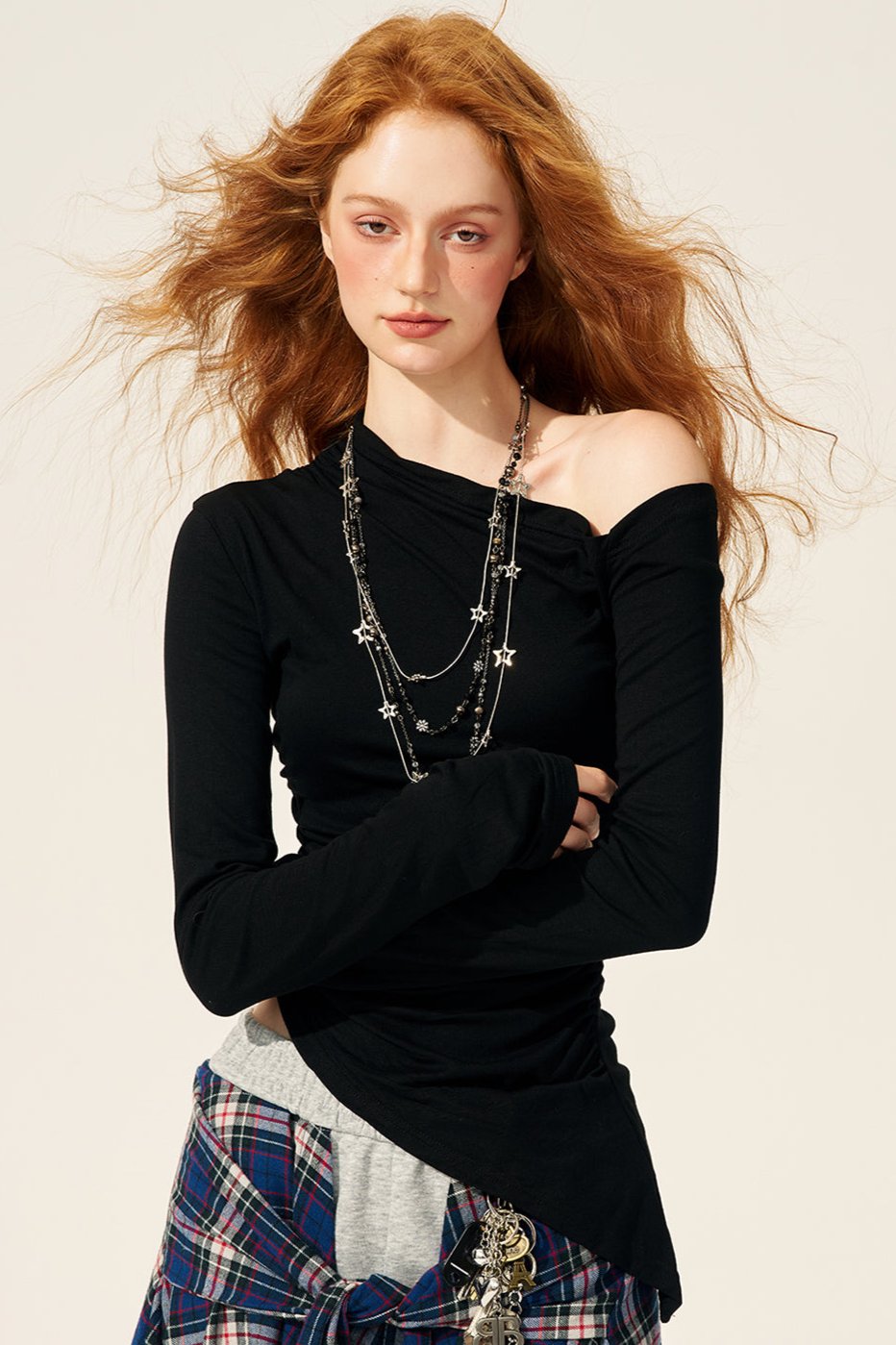 Irregular Slanted Shoulder Top