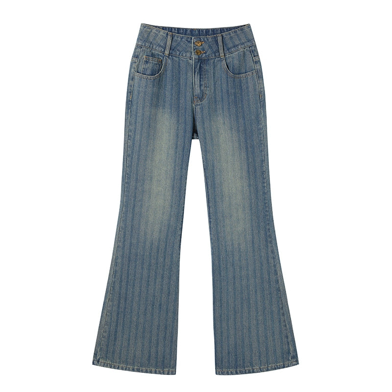 Textured Washed Denim Pants