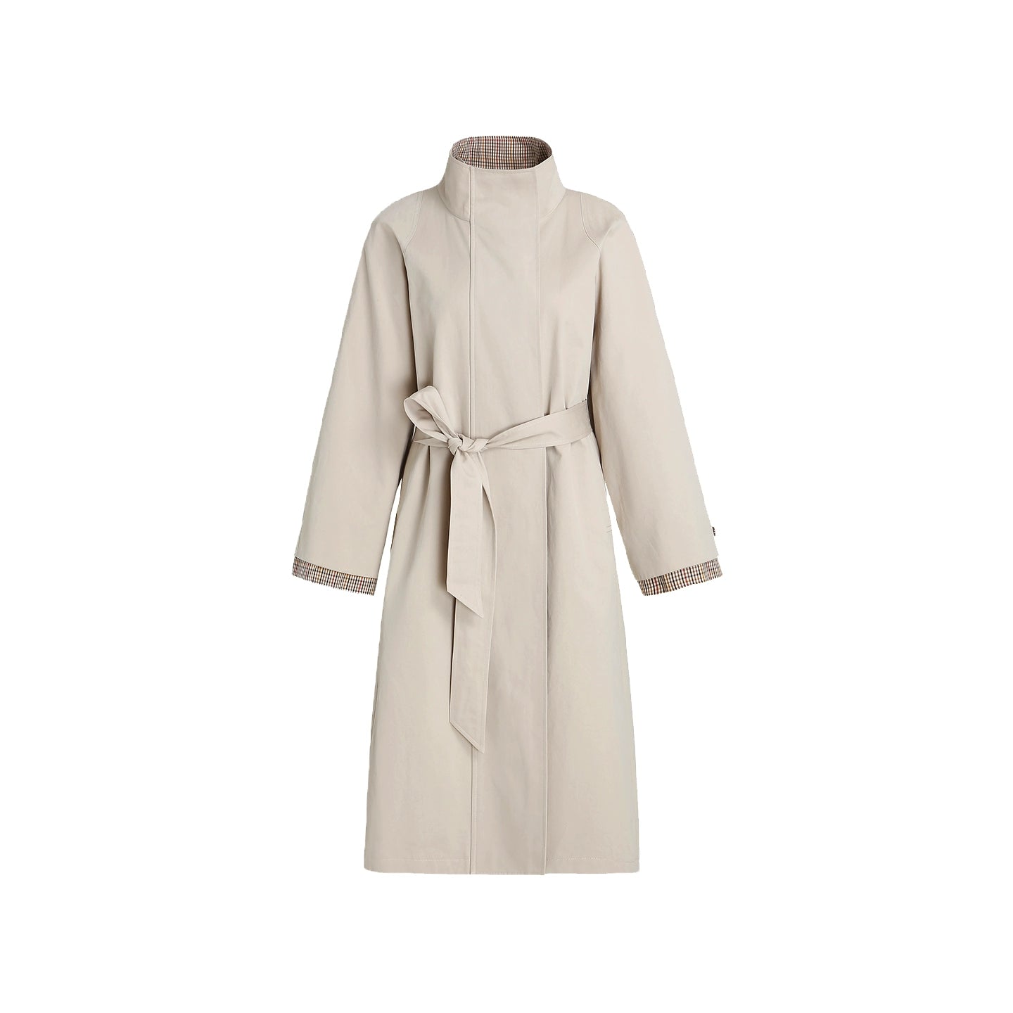 Special Split Plaid Trench Coat