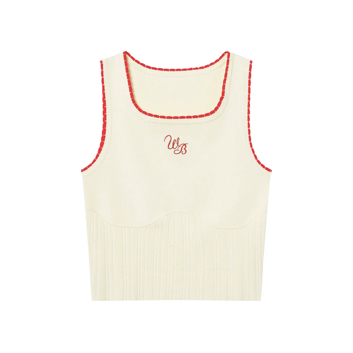 Cherry Lace Embroidered Knit Vest Top