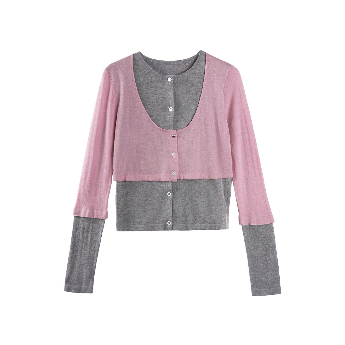 Contrasting Long-Sleeved Knitwear Top