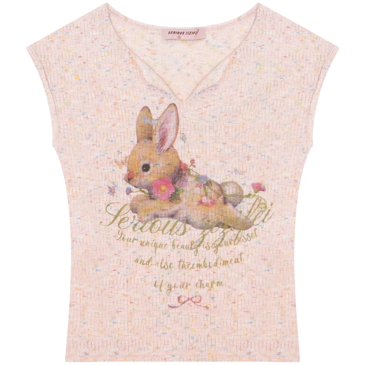 Textured Pink Rabbit T-Shirt