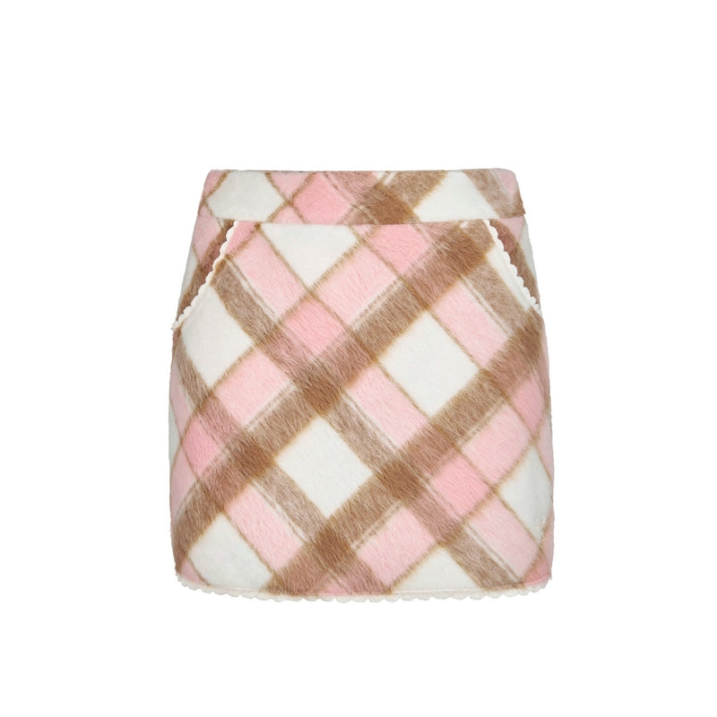 checked woolen skirt
