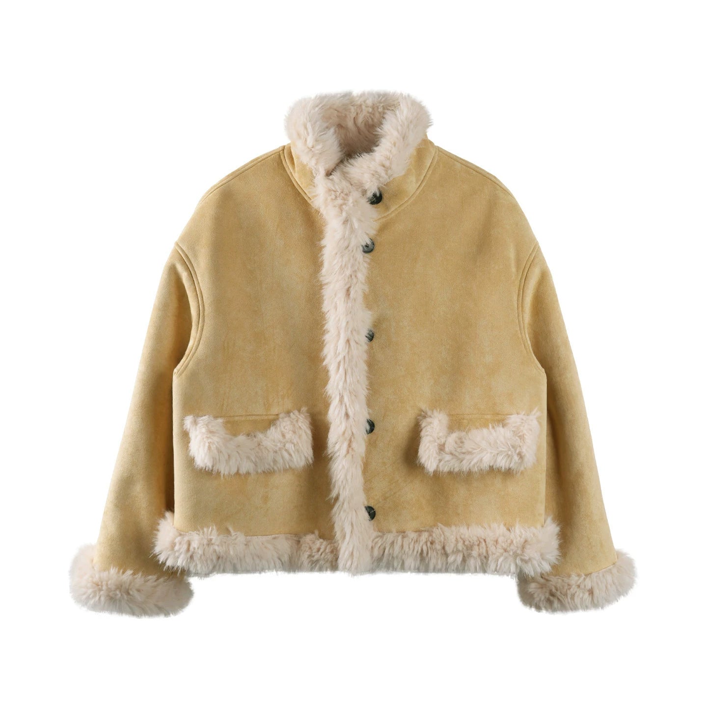 Creamy Yellow Reversible Short Coat