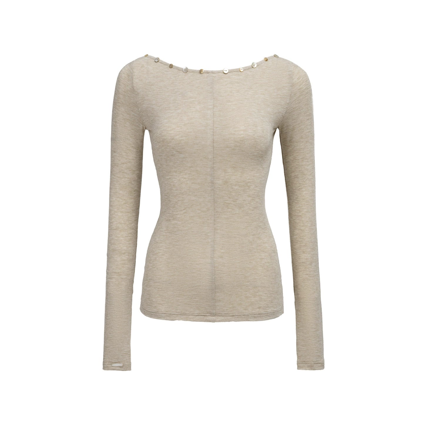 Diamond Khaki V-Neck One-Shoulder Top