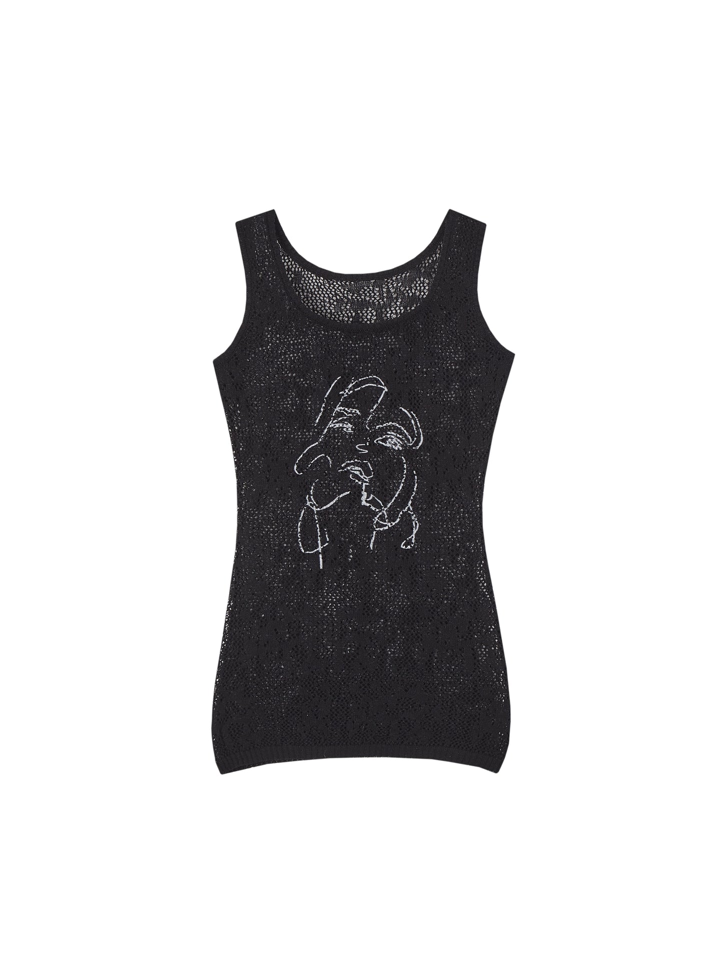 Fine Glitter Knit See-Through Vest Top