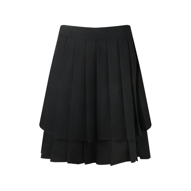 Double-Layer Pleated Skirt