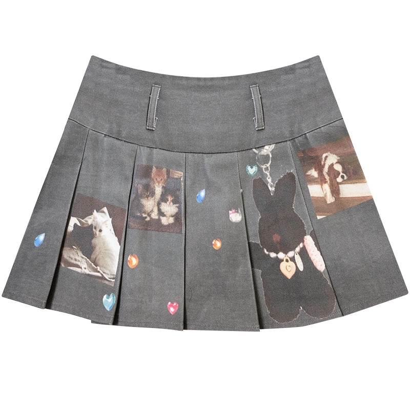 Animal Pleated Skirt
