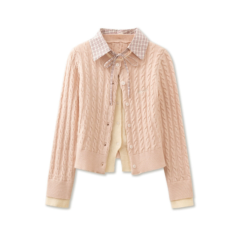 College Style Fake Two-Layer Sweater