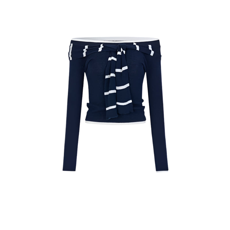 스트레이트 숄더 니트 탑